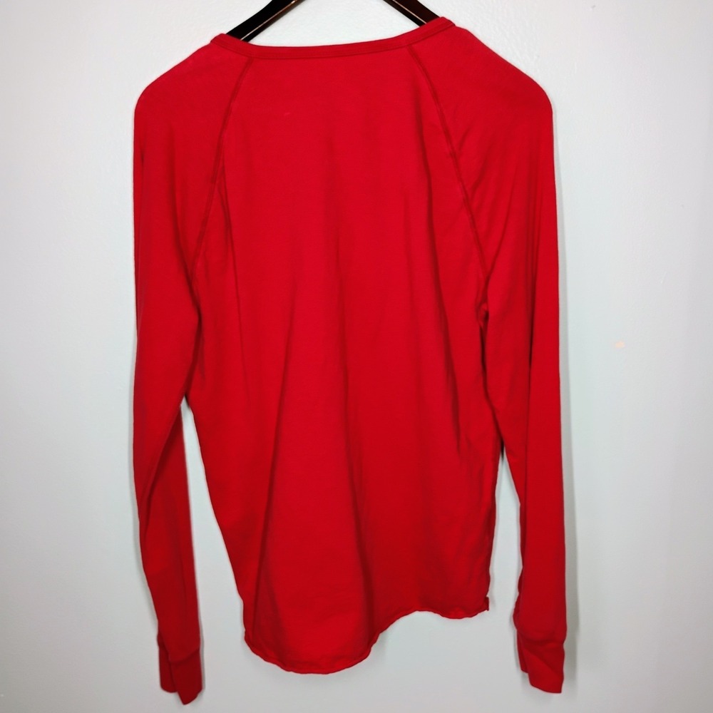 American Eagle Y2K Style Men's Henley Shirt Medium Red AE Long Sleeve Casual - Picture 4 of 10